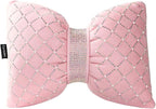 Car Headrest Pillow Pink Sparkly Bling Rhinestone Accessories for Women Bow Seat Neck Support Pillow for Travel Driver Chair Head Rest 2pcs