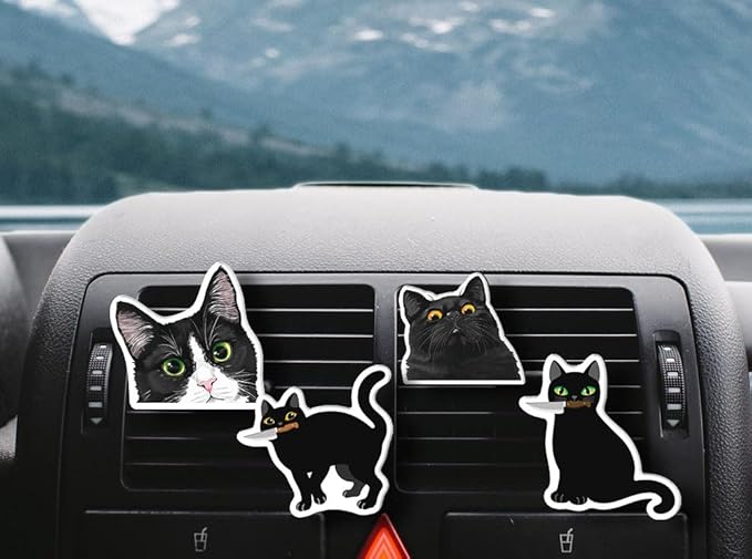 WIRESTER Set of 4 Fresh Scented Car Air Freshener Vent Clip, Decorative Accessories, Interior Decoration for Cars - Dogs, Cats, Animal