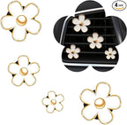 Daisy Flower Car Air Freshener Vent Clips, 4 Pcs Cute Car Accessories for Women Interior, Girly Decor Essentials, Truck Accessories, for Bathroom Office Pet Houses (White, 3.1cm 2.9cm 2.2cm 1.6cm)