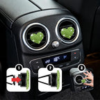 4PCS Heart-Shaped Car Vent Clip with Rhinestone, Vent Clip Car Accessories, Sparkly Rhinestone Bling Diamond Freshener Holder, Air Conditioning Outlet Ornament for Women Girls (Green, Style1)