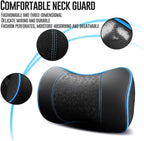 Car Leather Neck Pillows, Neck Rest Cushions,100% Memory Foam Cervical Support, Comfortable Travel car Seats and Home Office Soft Pillows, Blue a Set (2 pcs