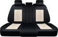 FLORICH Rear Automotive Seat Covers Leather Car Seat Covers Waterproof Back Seat Cover Universal Seat Cushion Protector for Most Cars Trucks SUV-Black&Beige