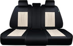 FLORICH Rear Automotive Seat Covers Leather Car Seat Covers Waterproof Back Seat Cover Universal Seat Cushion Protector for Most Cars Trucks SUV-Black&Beige
