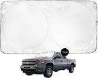 Windshield Sun Shade -Certified 99.87% UVB & 99.02% UVA Car Sun Shade. Award Winning Sunshade - Patented Technology | Compatible for Chevrolet Silverado 1500 (2007-2013) | Car Shades by Kinder Fluff