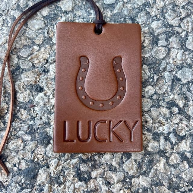 Air Flair | Leather Car Air Freshener | Rectangle | Lucky Horseshoe (Cowboy Cologne Scent)