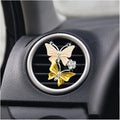 1PC Car Air Fresheners Vent Clips, Cute Dual Butterfly Diamond Rhinestone Car Vent Clip, Air Outlet Perfume Diffuser, Sparkly Bling Car Interior Decoration Accessories for Girls Women Yellow