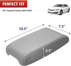 KBH Center Console Armrest Cover Replacement for Toyota Camry 2012 2013 2014 2015 2016 2017, Vinyl Leather, Car Arm Rest Replace Skin Upholstery, Ash Gray (Leather Part Only)