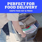 DURASACK XXXL Insulated Food Delivery Bag – 23”x14”x15” Reusable Catering Tote for Hot & Cold Food – Water-Resistant Thermal Carrier for Meal Transport, Grocery Runs, and Events, Gray