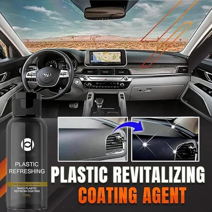 RJDJ Plastic Restorer for Cars, Trim & Exterior – Plastic Revitalizing Coating Agent, Restores Faded Plastic, UV Protection, Car Shine Refurbishing Solution (50ml-4pcs)