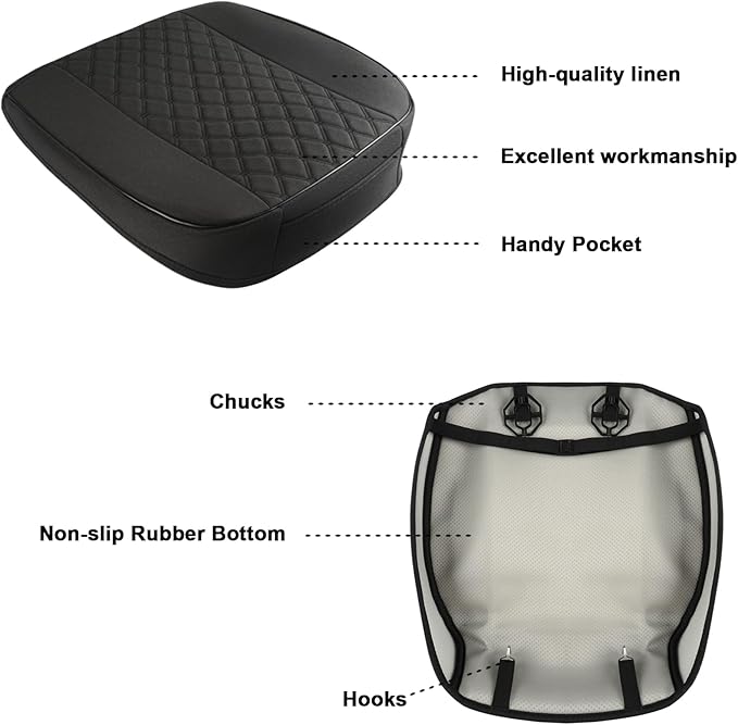 West Llama Linen Front Car Seat Cover Protector Anti-Slip Bottom Seat Cover Fits 95% of Vehicles,Wrapping Around The Bottom,Diamond Pattern(Black-1Pcs)