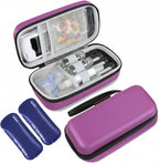 Insulin Cooler Travel Case, Portable EVA Medicine Travel Cooler, Diabetes Case with 2 Reusable Ice Packs TSA Approved for Diabetic Supplies Patent Pending(Purple-No Temp)