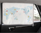 Magnetic Car Sun Shade Curtain for Side Window – Sun Blocker and UV Protector for Baby, Kids, and Pets – Universal Fit with Built-in Magnets for Steel-Framed Door (Be-Travel Map)