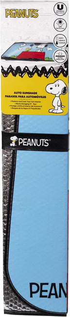 Peanuts Snoopy & Woodstock Auto Sunshade with Little Tree Air Freshener – Universal Fit Windshield Protector for Cars, Trucks & SUVs – Keeps Vehicle Cool & Fresh