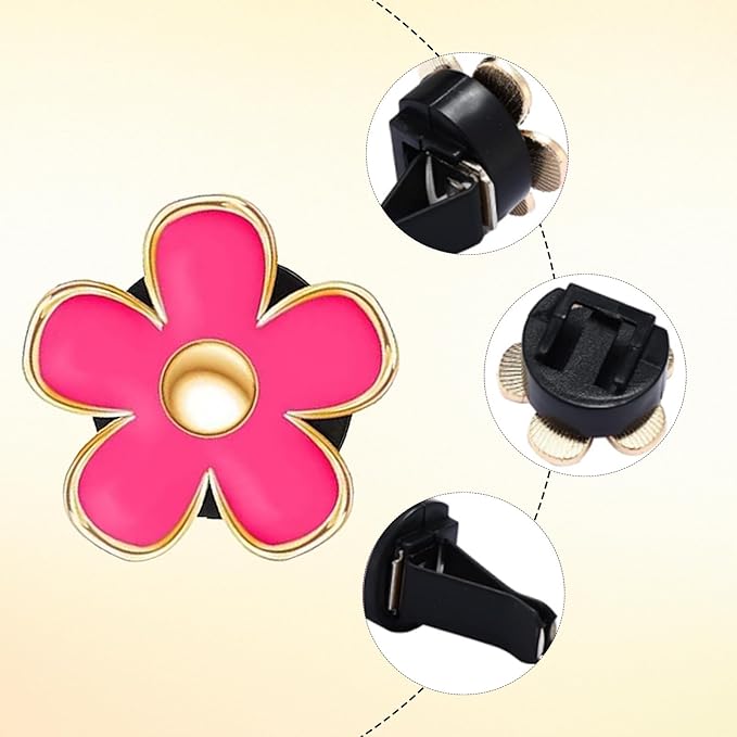 NBTEPEM 6 PCS Daisy Flower Air Vent Clip Car Decoration Accessories Air Conditioning Outlet Clip Car Air Freshener Clip Charm Car Interior Decor(3 cm, 3.3 cm, White, Pink, Red)