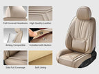 Car Seat Covers Front Seats, Premium Leather Car Seat Covers, Waterproof and Breathable Seat Covers, Universal Car Seat Protector Fit for Cars, Trucks, SUVs, Pick-ups(Beige, 2 PCS Front Seat)