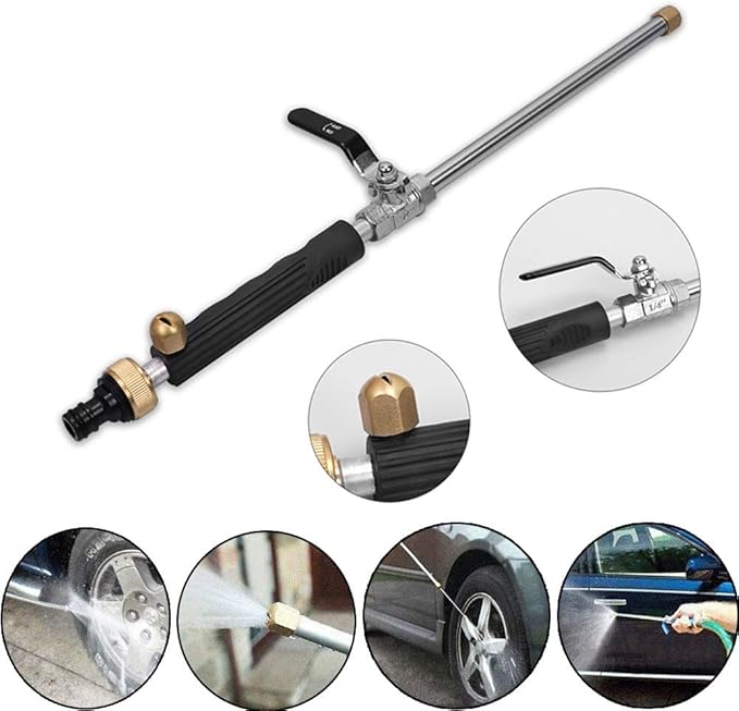 Hydro Jet High Pressure Power Washer-high pressure cleaning tool Extra Long Extendable Wand,Flexible Water Hose Universal Nozzle,Gutter Patio Car Pet Window Cleaning tool black