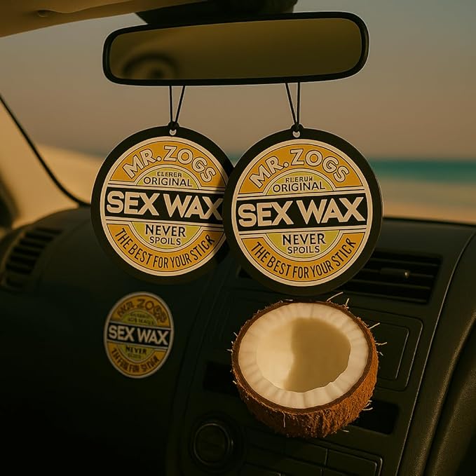 Sex Wax Air Freshner Coconut 2 Pack with (1) Mr. Zogs Sex Wax Sticker