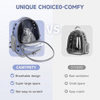 Cat Backpack Carrier, Breathable Cat Carrier Large Space Bubble Pet Backpack for Kitty Small Dog up to 12lbs, Transparent & Foldable Pet Carrier for Travel Hiking (Blue