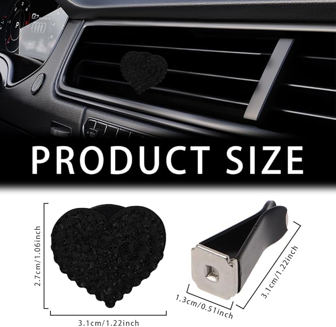 2PCS Car Air Vent Clip, Car Air Fresheners Vent Clips, Bling Air Vent Clips, Heart Shaped Crystal Air Conditioning Outlet Clip, Girl Car Accessories Air Vent Clip Universal for Most Car, Truck, SUV