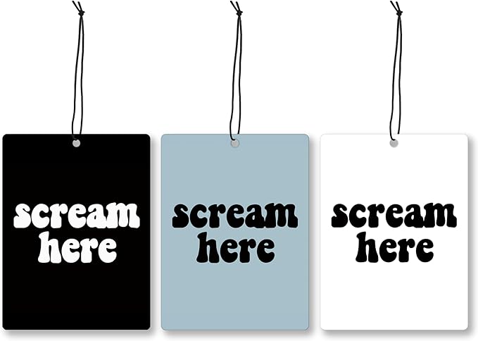 Mancheng-zi Scream Here Car Air Freshener 3Pcs, Spooky Horror Gothic Witchy Air Freshener Hanging for Cars Closet Drawer or Books, Cute Scream Car Accessories Mirror Decor for Women