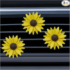 3PCS Daisy Flower Car Dashboard Air Vent Trim Clip, Cute Daisy Air Conditioner Outlet Clip Car Charm for Women, Car Air Vent Clip Auto Interior Decoration for Girls Present (Yellow)