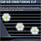 3PCS Daisy Flower Car Dashboard Air Vent Trim Clip, Cute Daisy Air Conditioner Outlet Clip Car Charm for Women, Car Air Vent Clip Auto Interior Decoration for Girls Present (White)