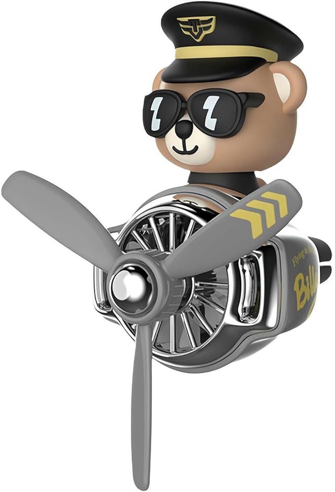 Cartoon Animal Pilot Car Air Freshener, Cute Automotive Air Outlet Creative Car Perfume Diffuser, Pilot Bear Car Air Freshener for Car (Captain Billy Bear)