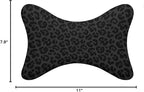 Car Neck Support Pillow 2 Pcs for Neck Pain Relief, Compatible with Dark Gray Black Leopard Cheetah Print Bone Shape Headrest Pillow for Car Seat with Soft Memory Foam