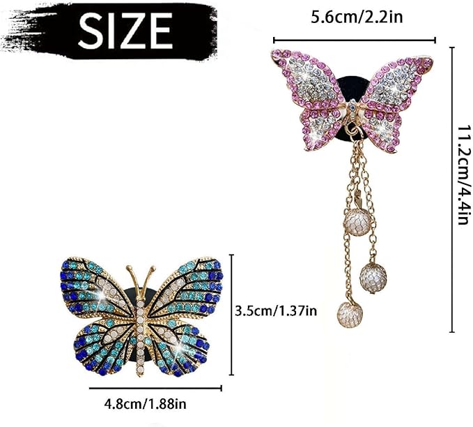 Blue and Pink Butterfly Air Vent Clip Accessories Air Conditioning Outlet Clip Car Air Freshener Dashboard Accessories Charm Car Inter Decor Cute Interior Accessories for Women (4 Pcs)