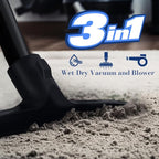 Koblenz Wet Dry Vacuum Cleaner, 9.0 Gallon Tank, 5.0 HP Powerful Vacuum for Dry and Wet Messes, Vacuum Cleaner and Blower, Accessories Included, Black+Blue (WD-9 L212)