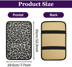 Leopard Cheetah Print African Animal Hunting Auto Center Console Armrest Pad, Car Center Console Cover, Auto Accessories Soft Comfort Armrest Cover Cushion Mat Fit for Most Cars (Black&White)
