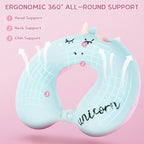 Toddler Neck Pillow, Kids Travel Neck Pillow for Traveling with Eye Mask, Toddler Cute Unicorn Airplane Travel Essentials, Memory Foam Car Flight Sleeping Headrest for Baby Boy Girl Child Gift (Blue)