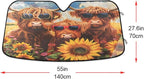 Highland Cows Sunflowers Windshield Sunshade Car Sun Shade Front Window Shade for Truck SUV Blocks UV Rays Sun Reflector Visor Protector Accordion Folding