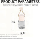 5PCS Hanging Car Air Freshener, 8 ml Oil Diffuser Perfume Aromatherapy Pendant Empty Glass Bottle, Fragrance Ornament with Vent Clip Wooden Cap and Rope, Auto Interior Decoration (Cylindric)