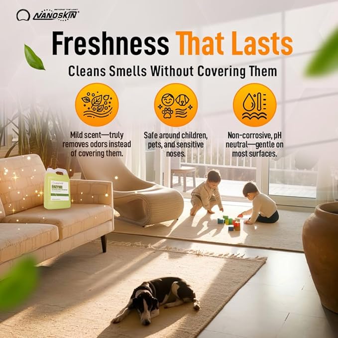Nanoskin ENZYME Multi-Purpose Cleaner & Odor Eliminator 30 Gallon - Removes Complex Organic Stains, Dirt, Grease, and Grime from Multi Surfaces | For Automotive, Floor, Kitchen, Bathroom, Plumbing