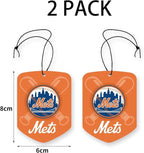 MLB New York Mets Car Air Freshener - Team Logo Scented Hanging Air Freshener, Orange Shield Design with "NY Mets" Logo, Sports Fan Auto Fragrance for Cars, Trucks, Home (2 Pack)