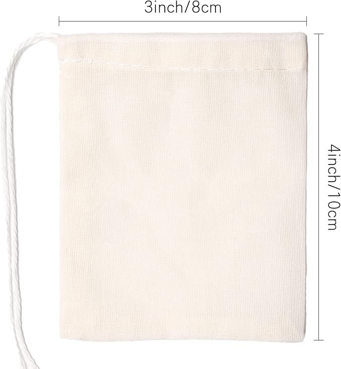 Limko Cotton Bags Muslin Bags Sachet Bag for Home Supplies (3x4 Inch 50 Pack)