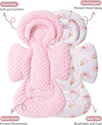 Infant Car Seat Insert with Extra Cushion for Preemie to Toddler, Reversible Newborn Carseat Insert for Baby Head Body Support, Fits for Stroller, Baby Swing, Bouncer - Dots, Pink