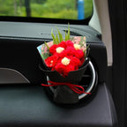 Mini Daisy Bouquet Car Vent Clip Air Freshener, Small Artificial Flowers Car Accessories, Reusable Essential Perfume Diffuser with Lemon & Blank Pad, Dashboard Yarn Floral Decor, Gift for Car(Style F)