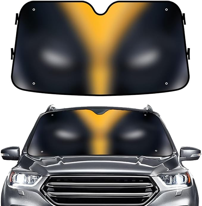 GENANY Yellow Eyes Windshield Sun Shade for Car SUV Truck (64x32 Inches), Sun Shade Windshield, Shades for Front Windows, Protector Blocks UV, Car Decor