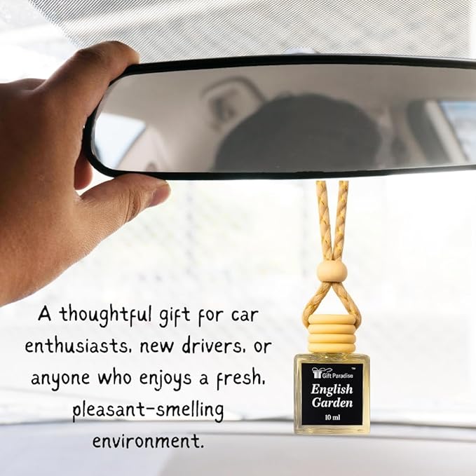 Lilac & Rose Garden fragrance, English Garden Car Air Freshener – Set of 3 Long-Lasting Hanging Diffusers with Floral Scent, Premium Velvet gift bag – Odor Eliminator for Car, Closet, or Office