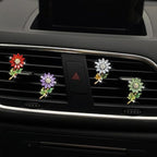 Bling Sunflower Air Vent Clips, Sunflower Car Air Fresheners Vent Clips Car Diffuser Diamond Car Decoration Rhinestone Car Interior Decor (Pink)