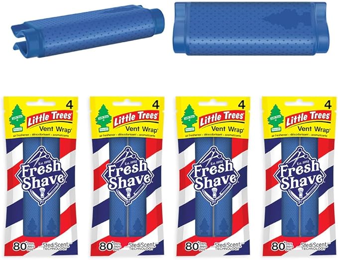 LITTLE TREES Car Air Freshener | Vent Wrap Provides Long Lasting Scent, Invisibly Fresh | Fresh Shave, 16 Air Fresheners