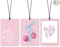 Lacama Pink Girly Car Air Freshener 3Pcs, Coquette Bow Cherry How Lucky Are We Cars Scents Air Freshener for Women Girls Gifts, Preppy Cute Car Accessories Interior Mirror Decor Hanging