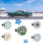 Car Diffuser Vent Clip, 4 Packs Aromatherapy Essential Oil Car Diffuser Vent Clips Magnetic Locket Scent Diffuser with 48 Refill Pads (3 Flowers and Tree)