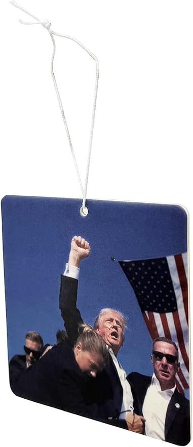 Trump Fight Car Air Freshener, Patriotic Trump Merchandise with Iconic Image, Fresh Linen Scent (Single)