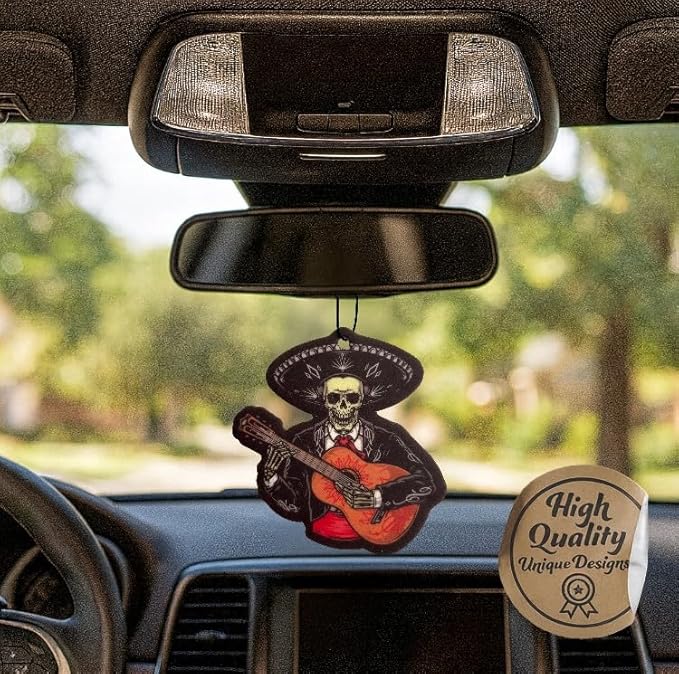 Fresh Fresheners Cute Funny and Aesthetic Car Air Fresheners 4-pack Scented With Premium Oils (Mariachi Skull)