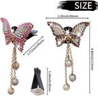 4Pcs Bling Butterfly Car Aromatherapy Air Vent Clips,Diamond Pearl Pendant Butterfly Air Fresheners Vent Clips Cars Decoration Cars Interior Decor Bling Car Accessories for Women, Interior Accessories