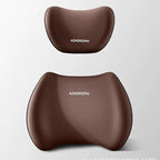 2025 Car Headrest & Lumbar Support Cushion, Car Lumbar Support Pillow and Neck Pillow Kit, Ergonomic Seat Headrest and Backseat for Neck Back Pain Relief (Brown)