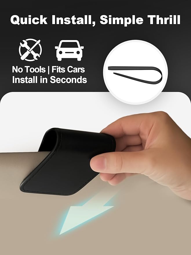 Patented Leather Car Air Freshener Visor Clip, Compatible with Drift Wood or Stone Car Freshener, Magnetic Design, Gentle on Sun Visors, Ideal for Modern & Electric Vehicles, Black (Clip Only)